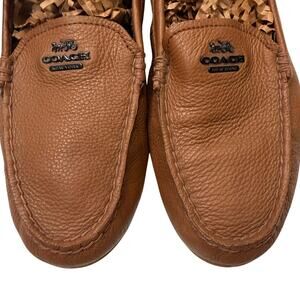 Coach Mary Lock Up Pebbled Leather Loafers Women’s 9.5 Brown Slip-On